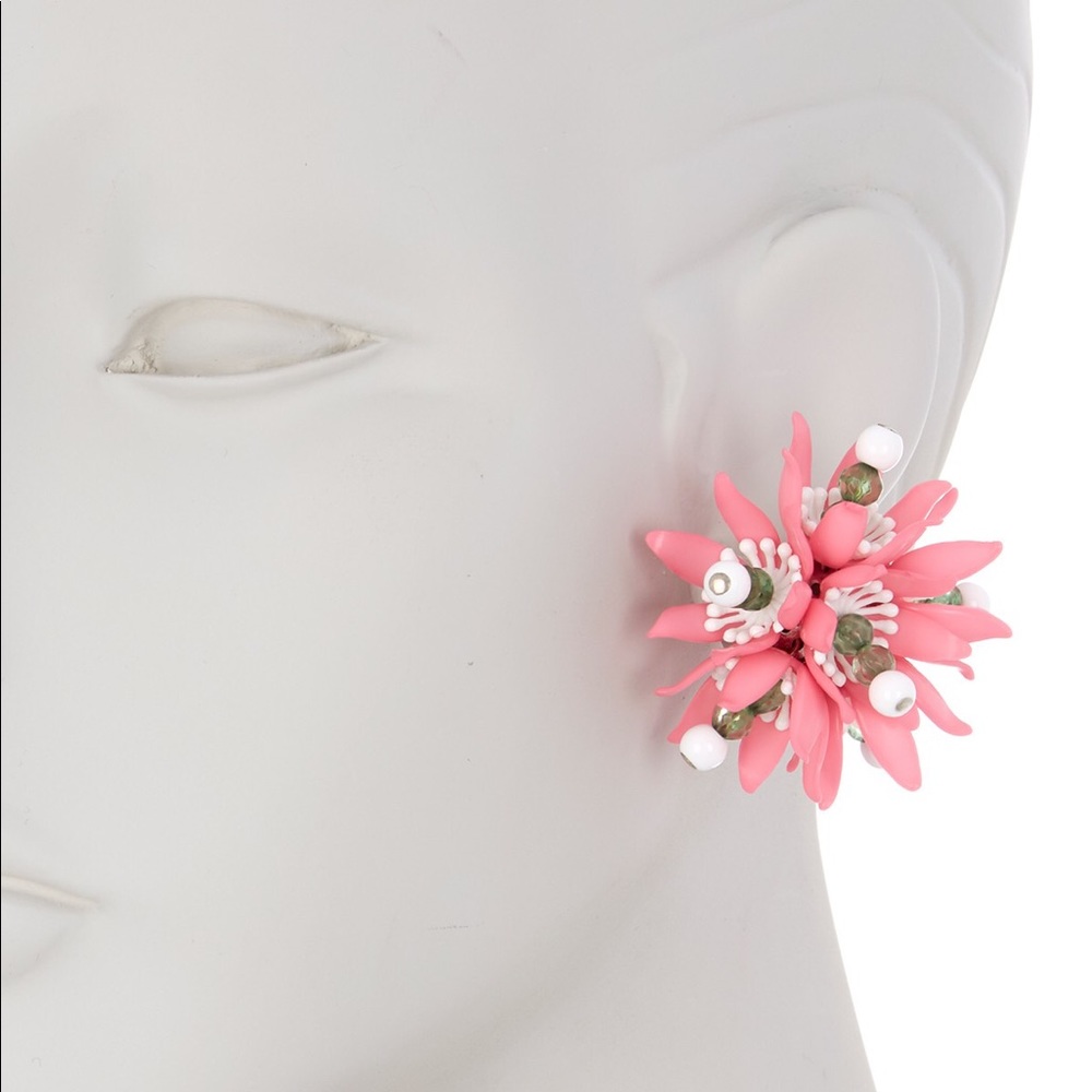 Moschino Pink Floral Clip-On Earrings - Picture 2 of 6